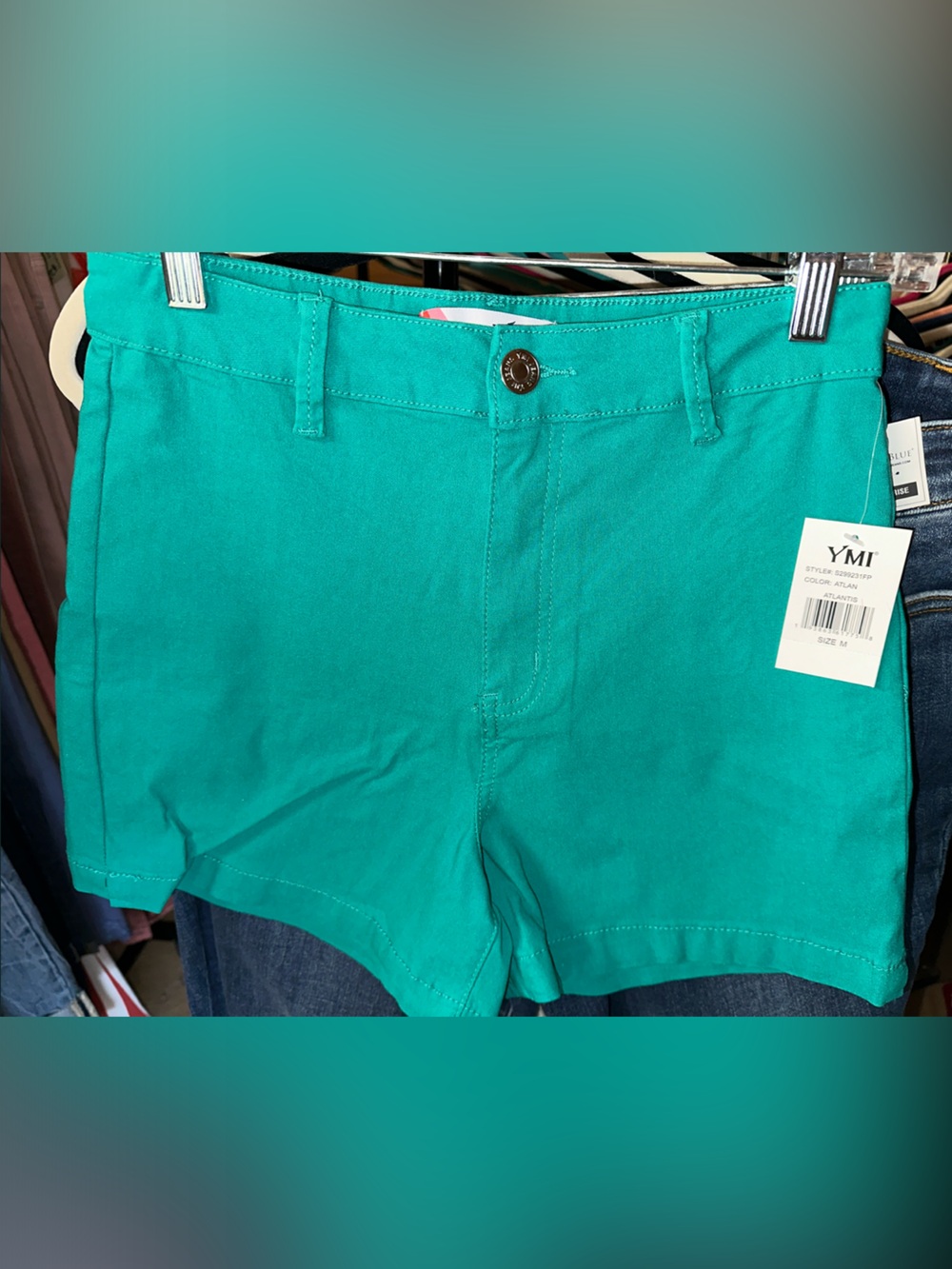 YMI Teal Casual High-Rise Shorts